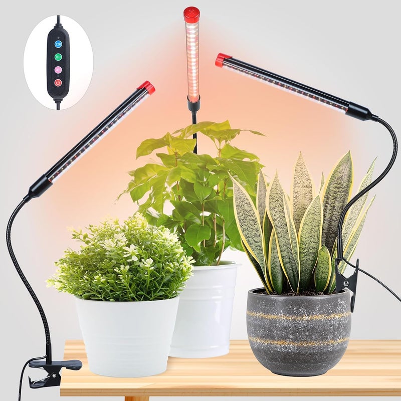 FECiDA 3-Pack Clip Grow Lights for Indoor Plants with Timer 4,8,12 Hr, 9W Power Home Plug, 2025 Brightest Mini LED Grow Light for Bonsai, Pot Plants, Small Full Spectrum Plant Growing Lamps - Image 1